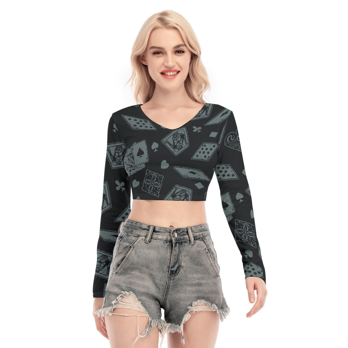 All-Over Print Women's Back Hollow T-shirt With Strap