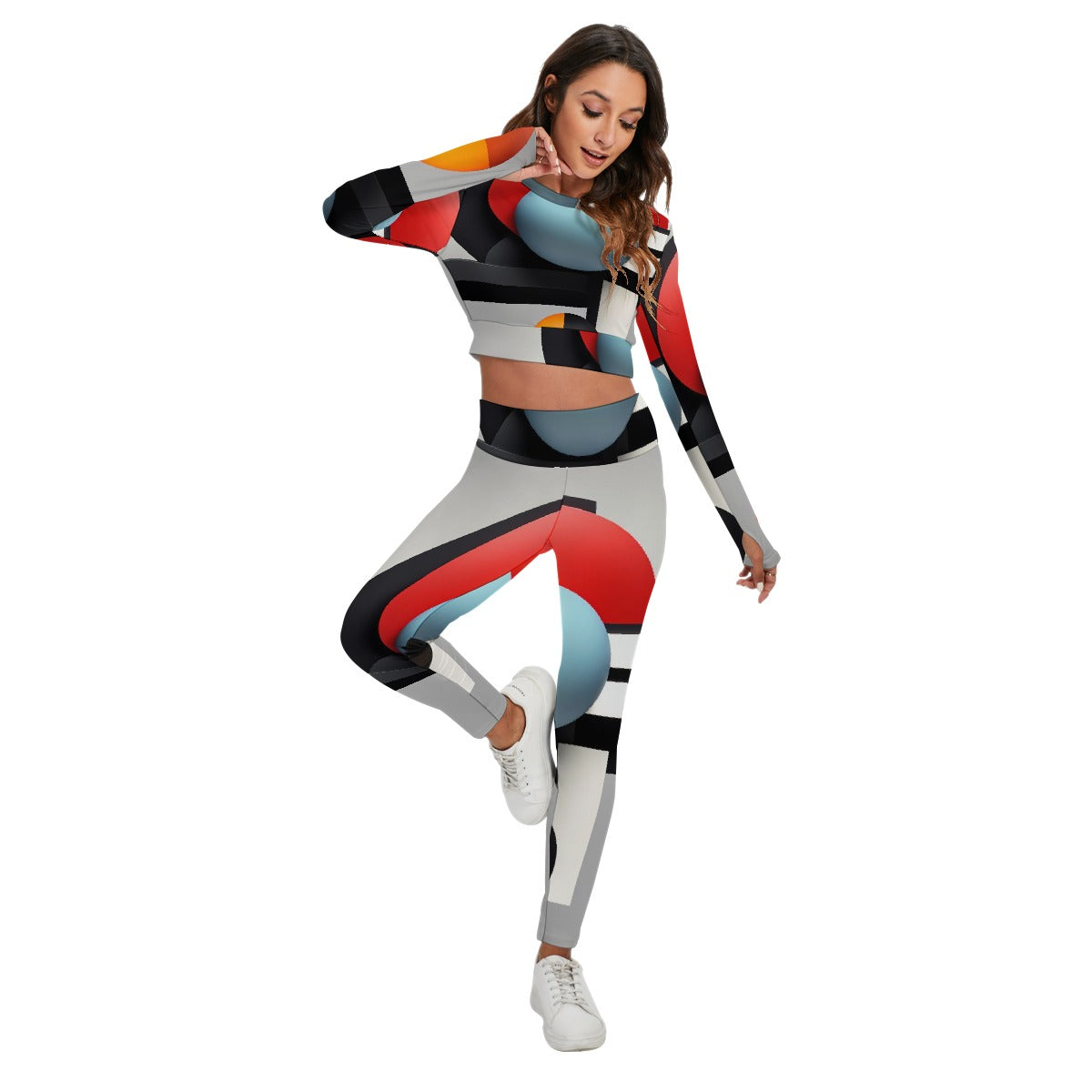 All-Over Print Women's Sport Set With Backless Top And Leggings