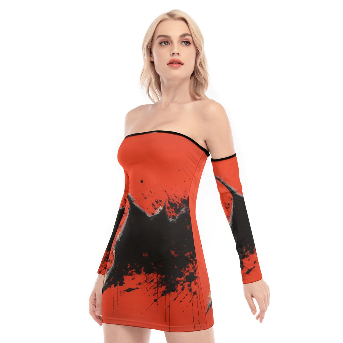 All-Over Print Women's Off-shoulder Back Lace-up Dress