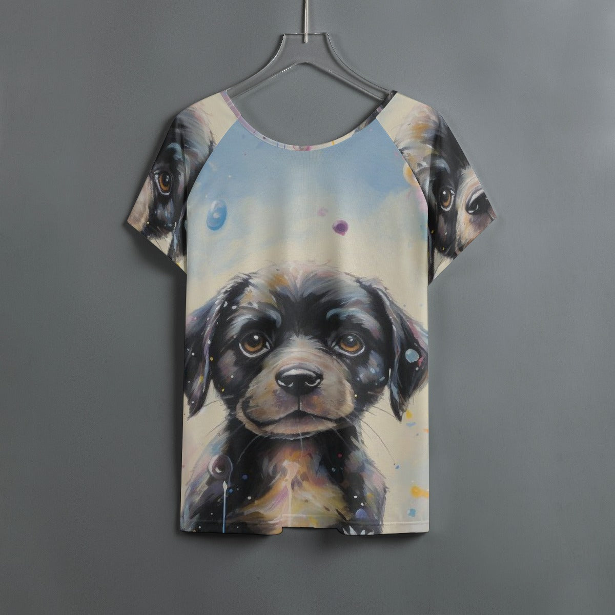 All-Over Print Women's Round Neck T-shirt With Raglan Sleeve