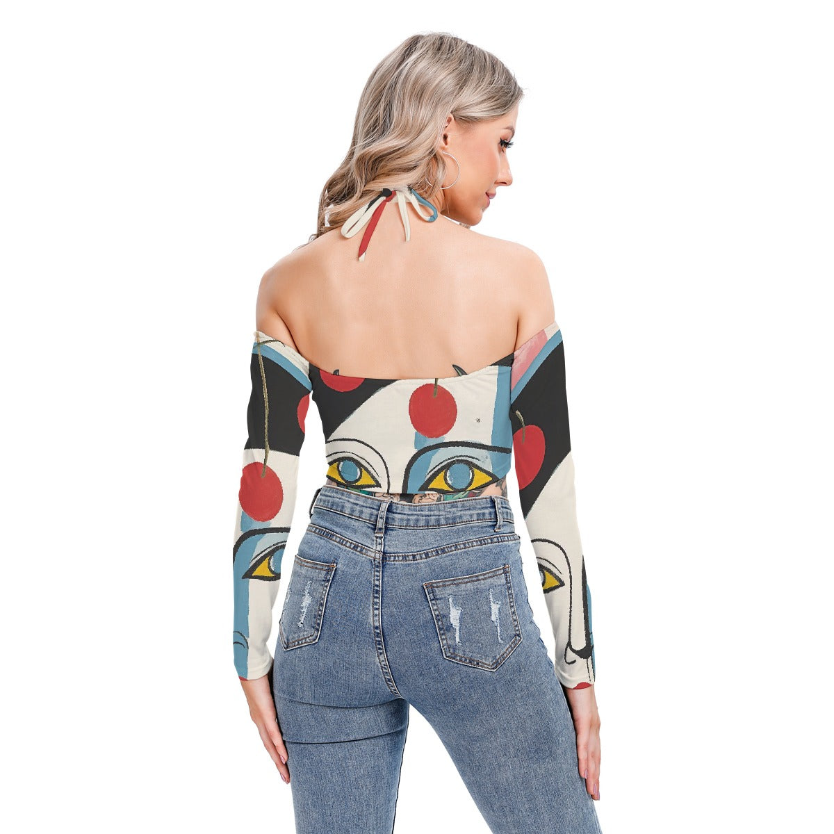 All-Over Print Women's Halter Lace-up Top