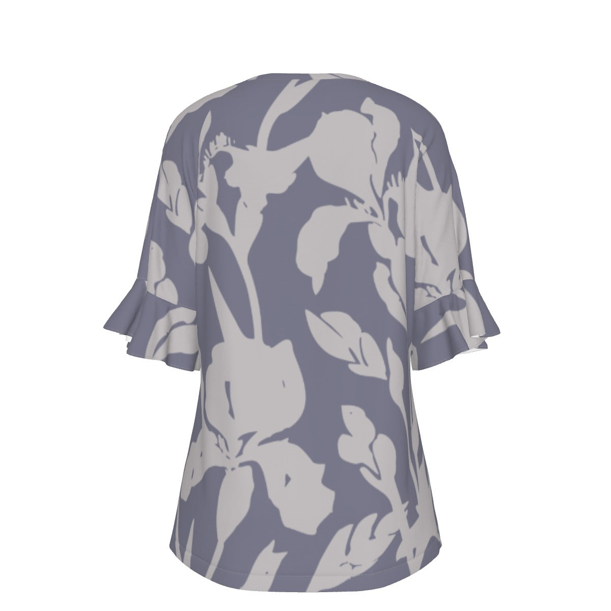 All-Over Print V-neck Women's T-shirt With Bell Sleeve