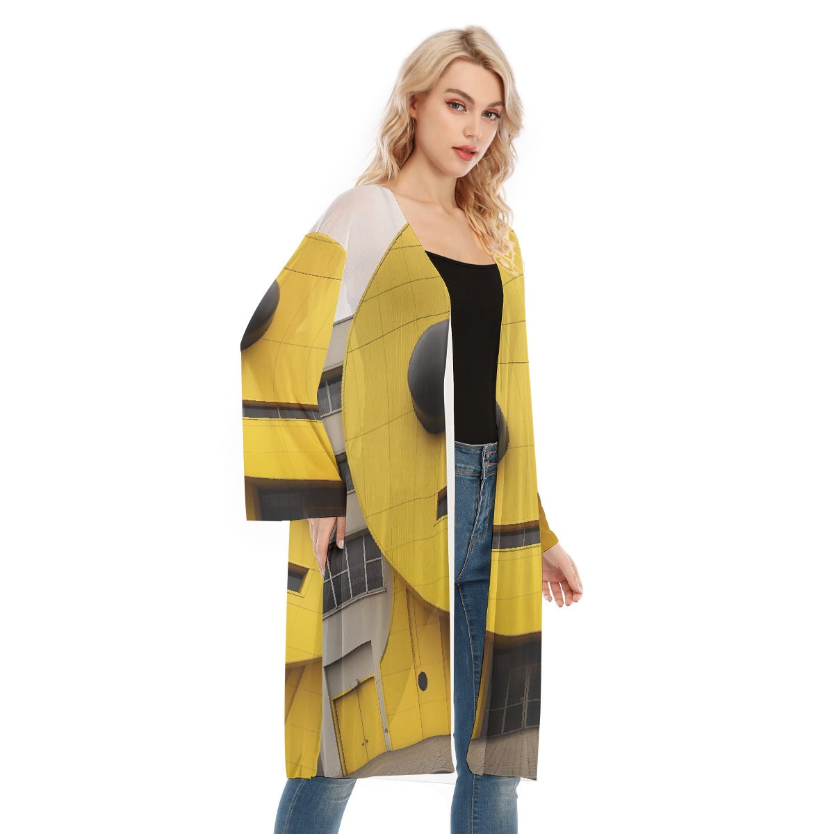 All- Over Print Women's Long Sleeve Mesh Cardigan