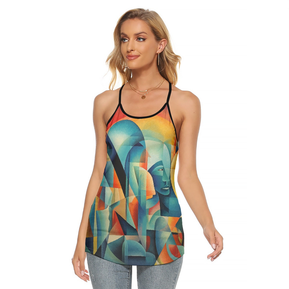 All-Over Print Women's Criss-Cross Open Back Tank Top