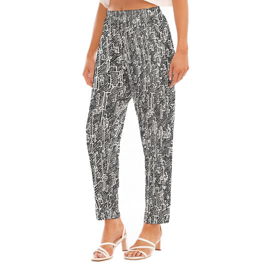 All-Over Print Women's Loose Straight-leg Pants
