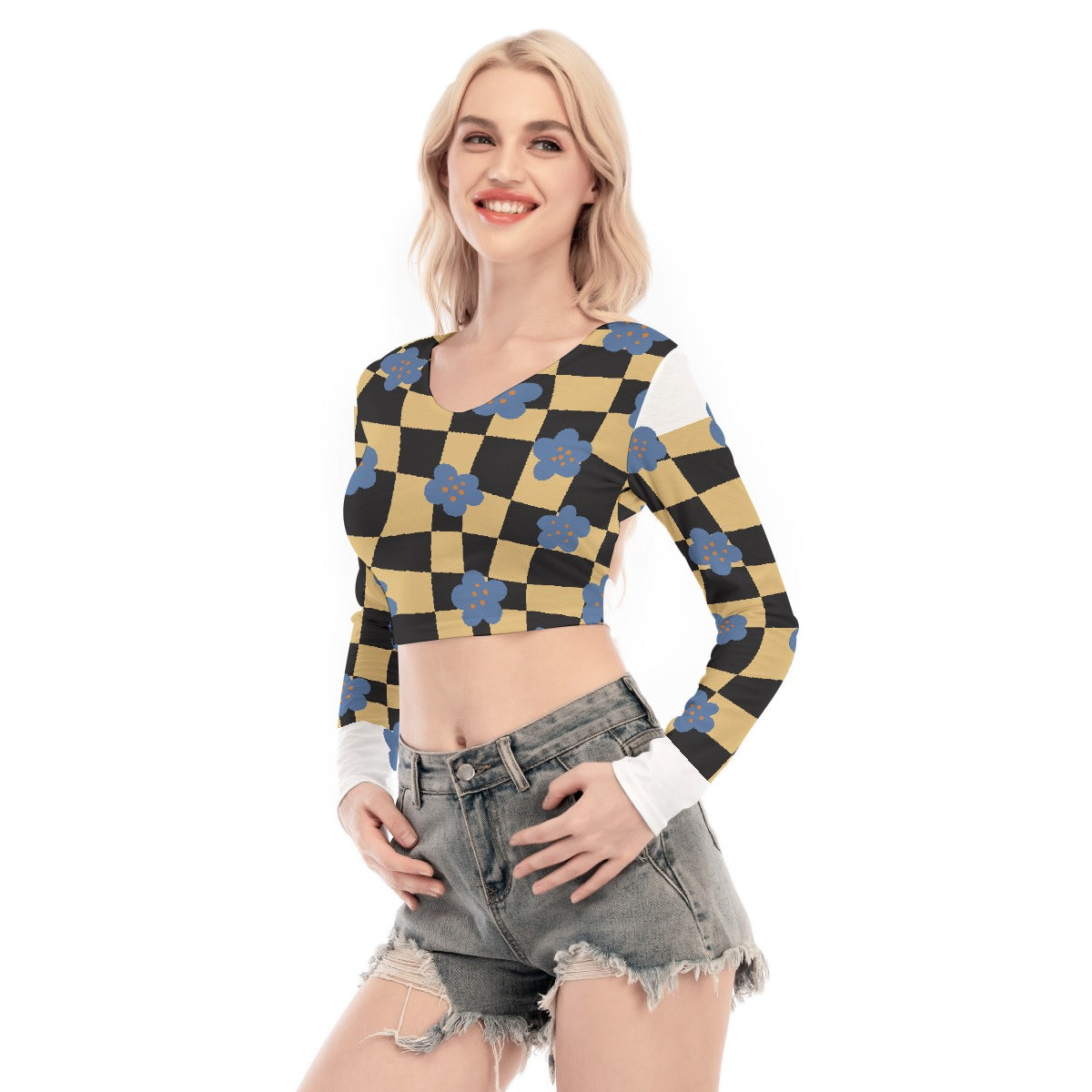 All-Over Print Women's Back Hollow T-shirt With Strap