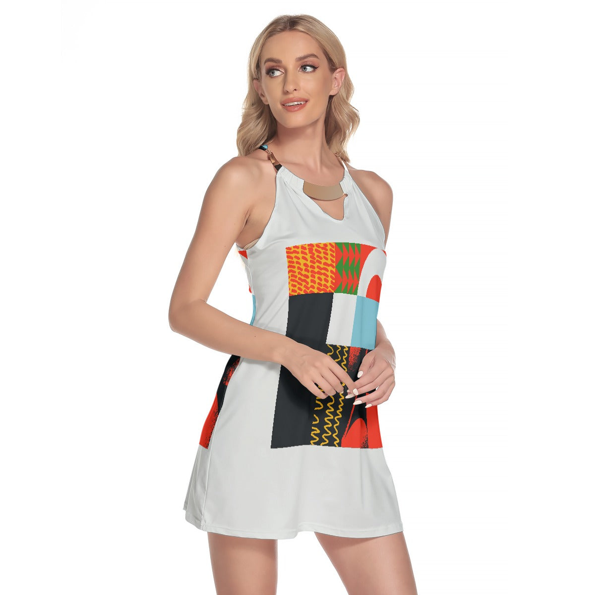 All-Over Print Women's Round Neck Above Knee Dress