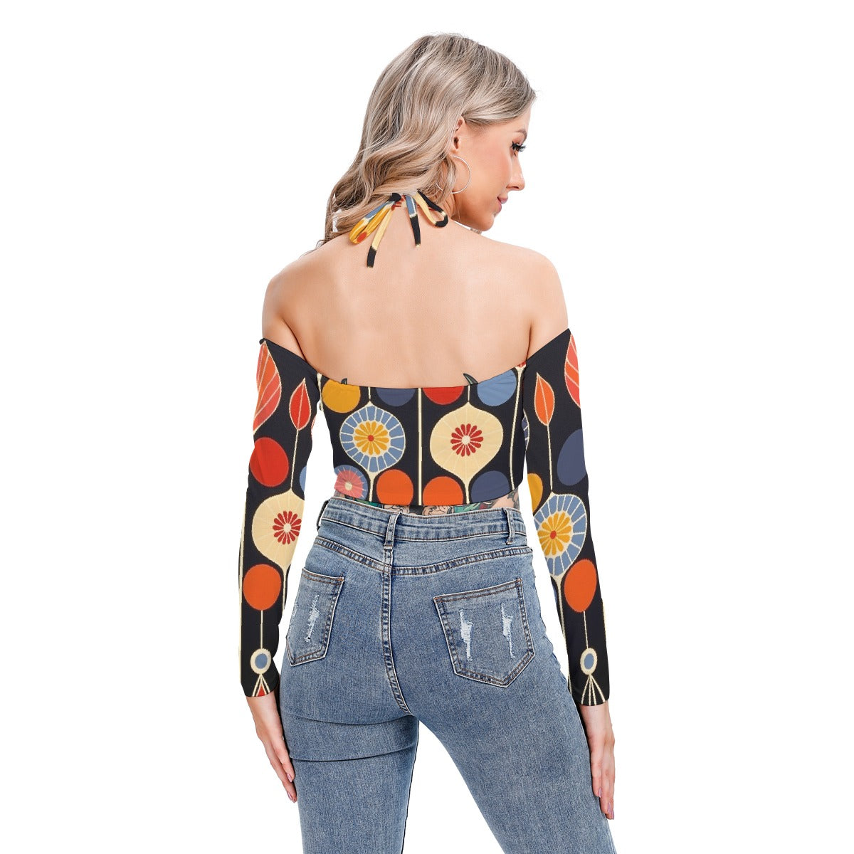 All-Over Print Women's Halter Lace-up Top