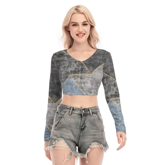 All-Over Print Women's Back Hollow T-shirt With Strap