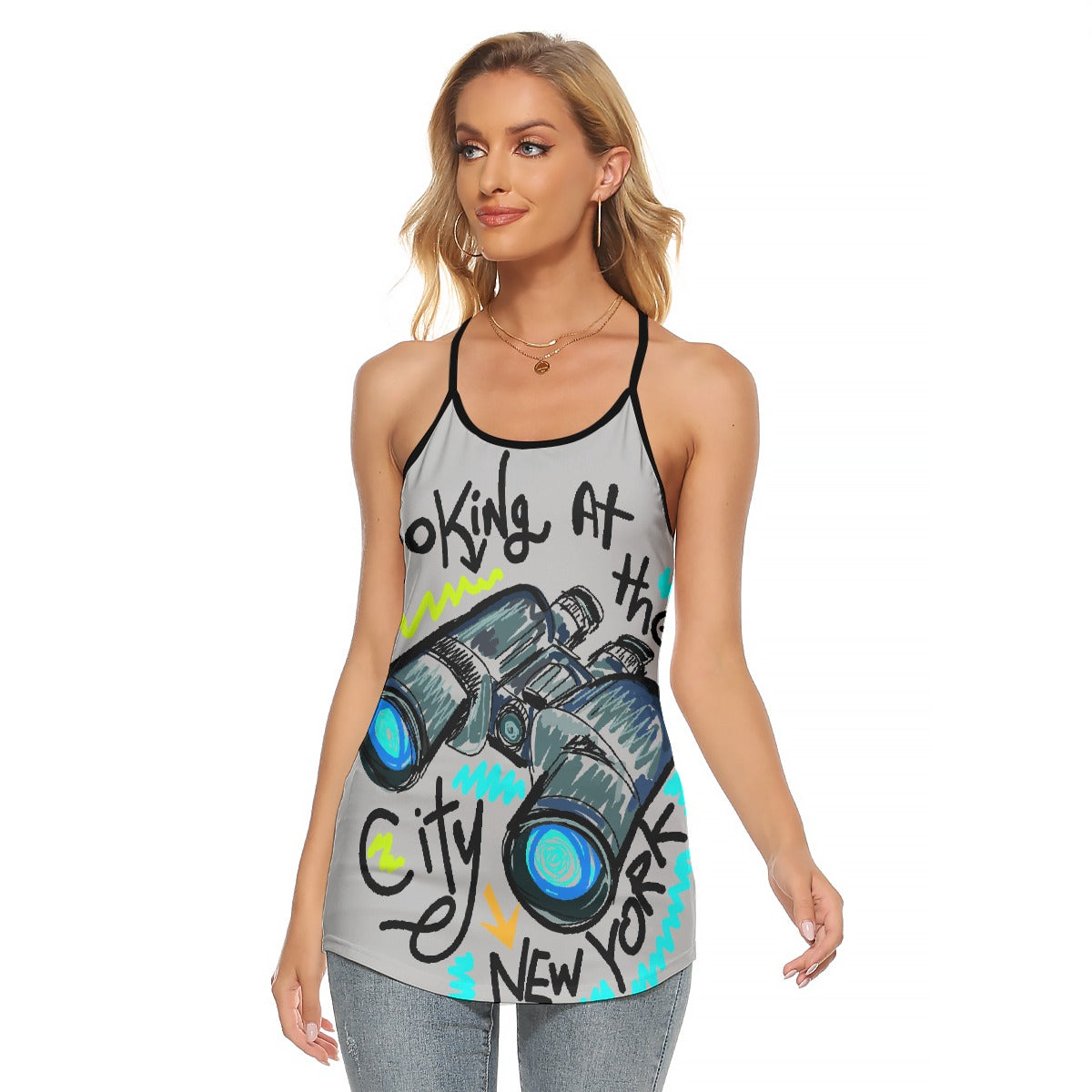 All-Over Print Women's Criss-Cross Open Back Tank Top