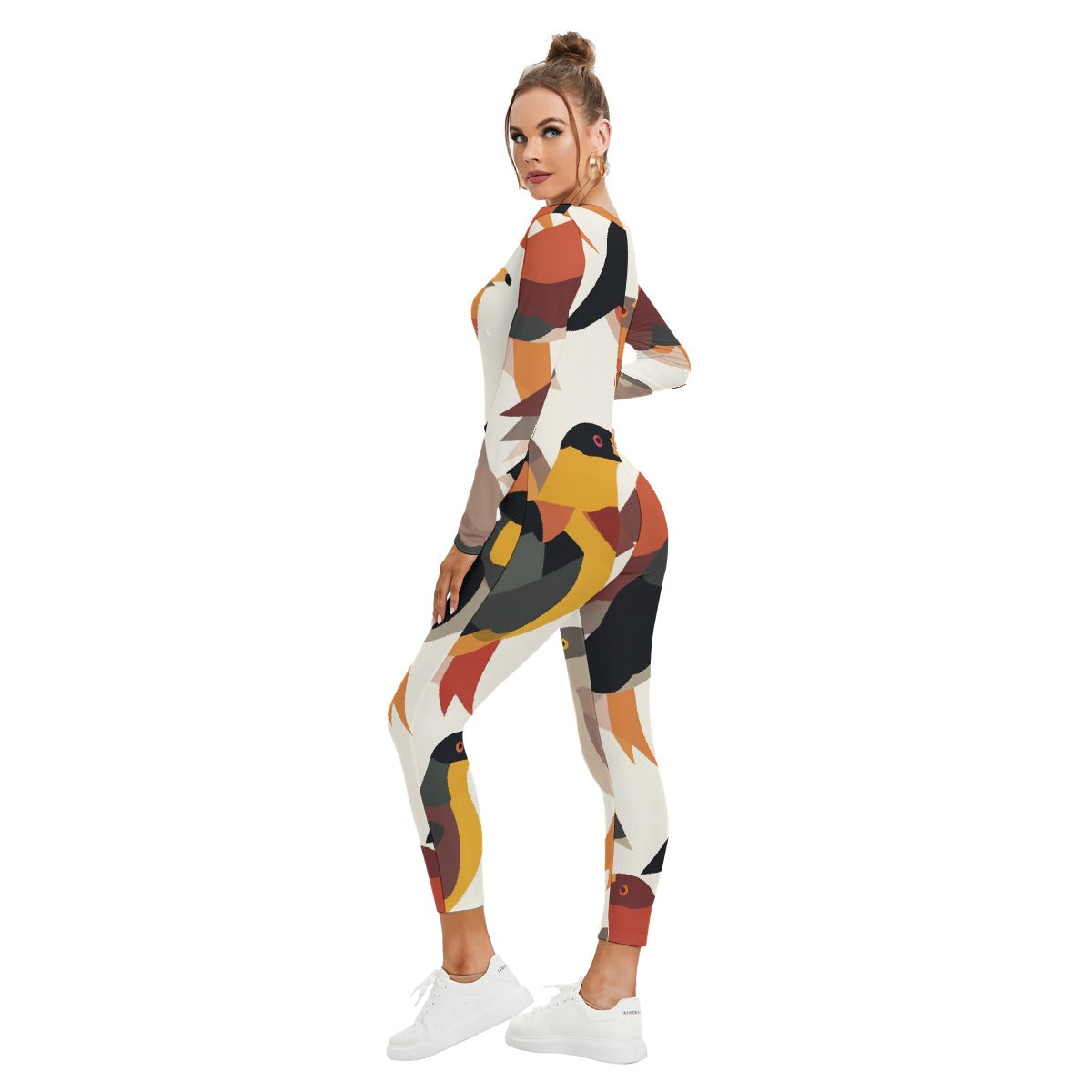 All-Over Print Women's Plunging Neck Jumpsuit