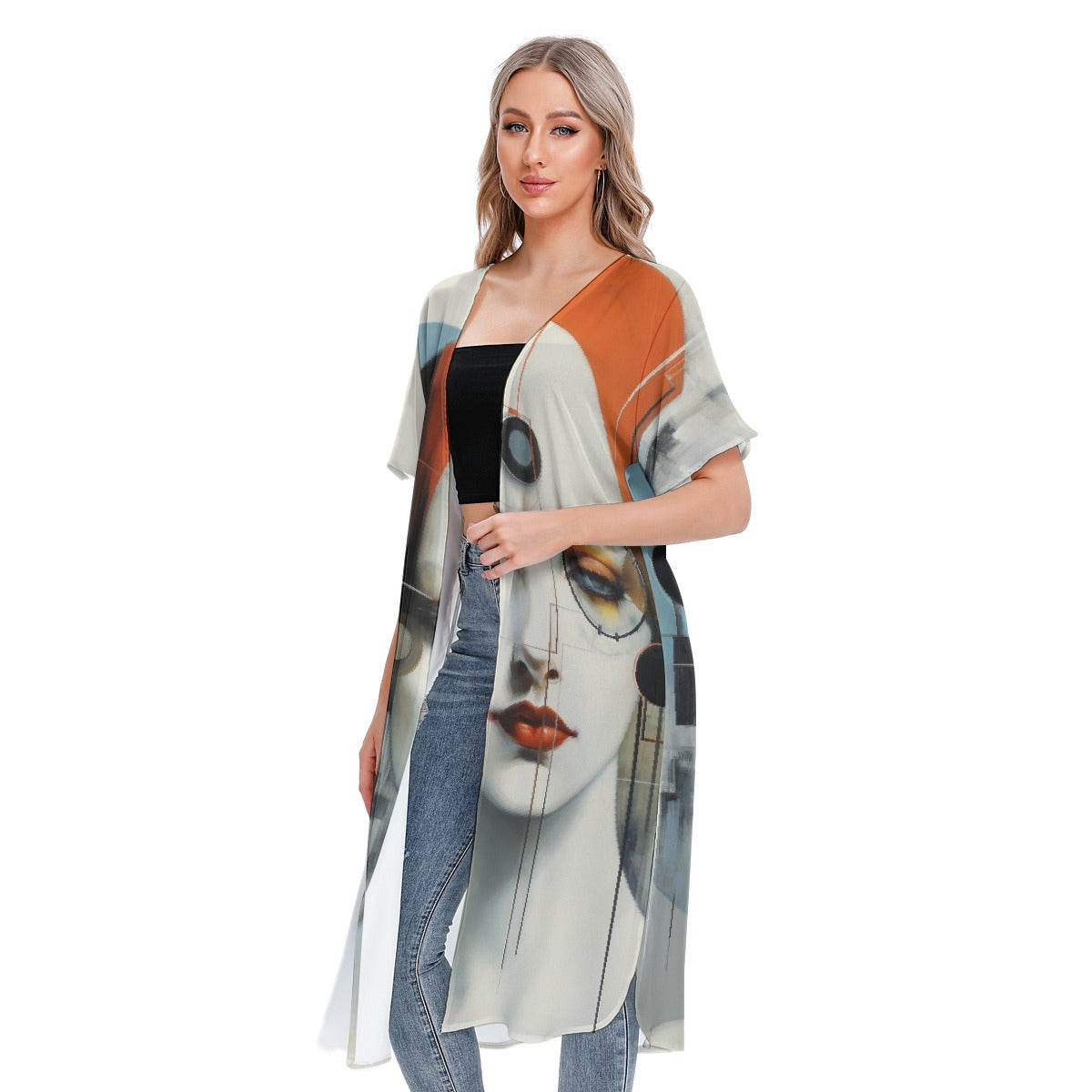 All-Over Print Women's Short Sleeve Cardigan