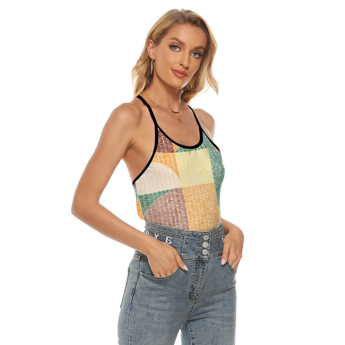 All-Over Print Women's Criss-Cross Open Back Tank Top