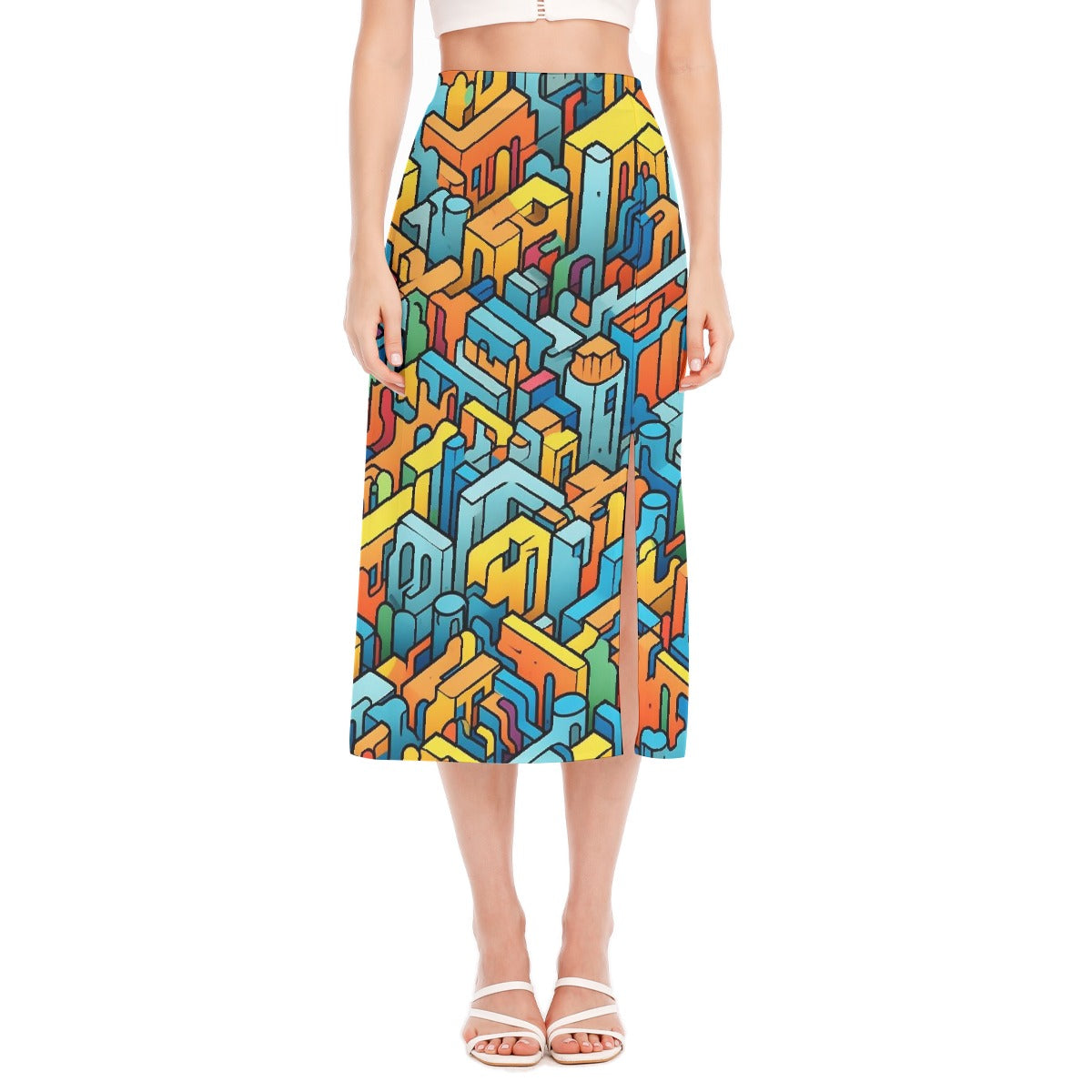 All-Over Print Women's High Slit Long Skirt