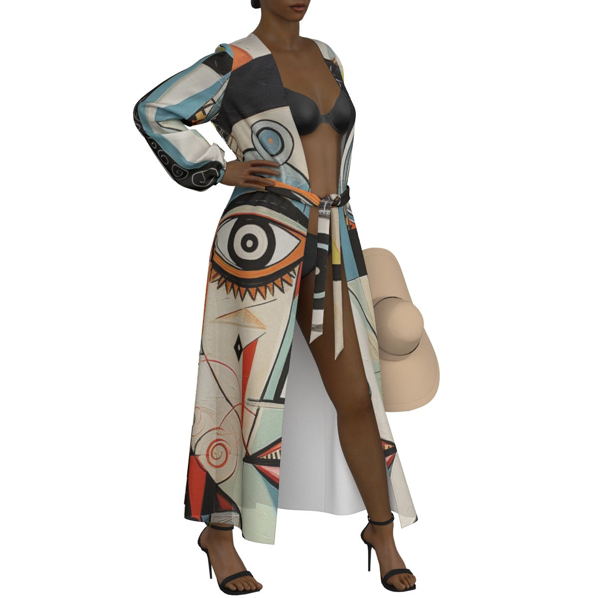 All-Over Print Women's Lace-up Chiffon Robe