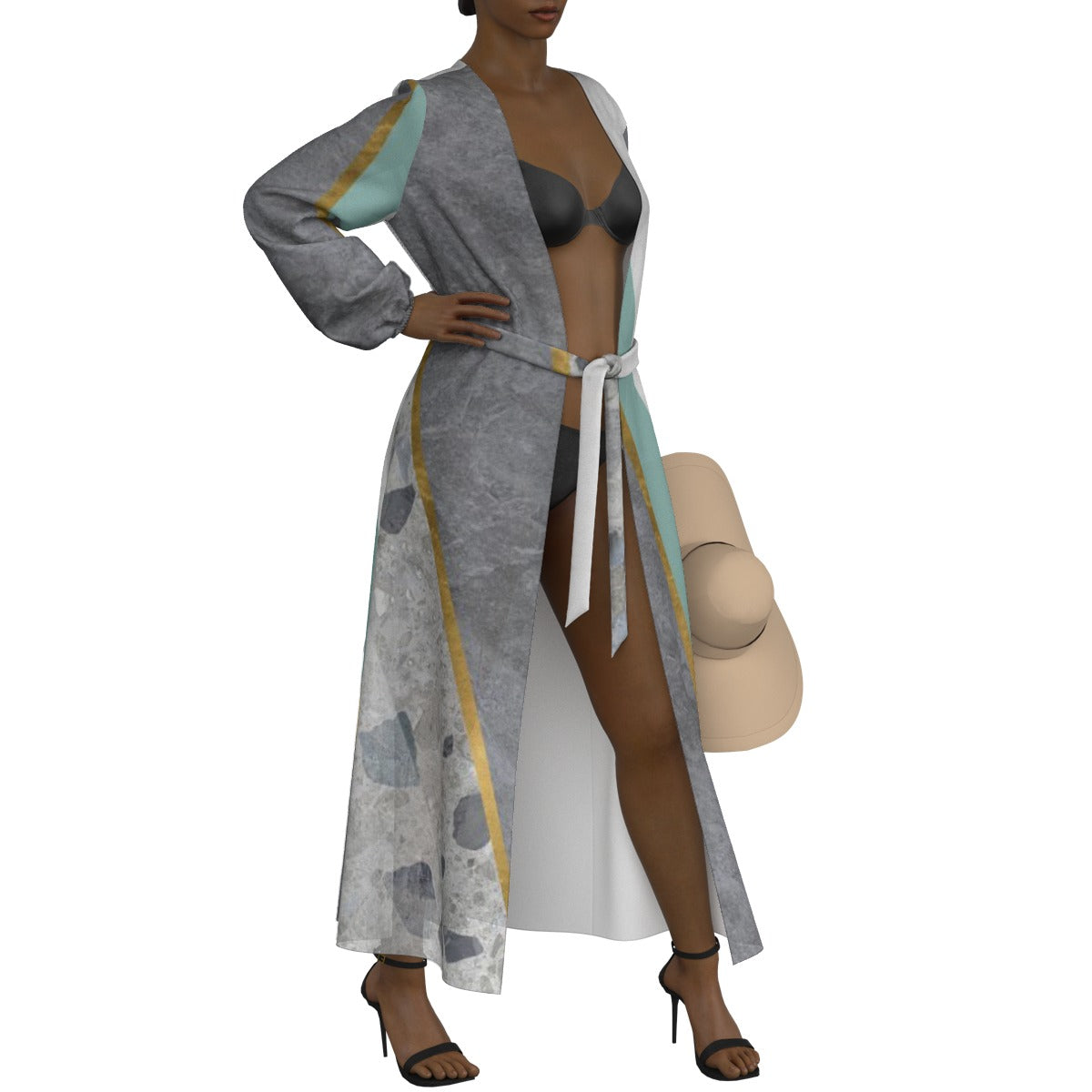 All-Over Print Women's Lace-up Chiffon Robe