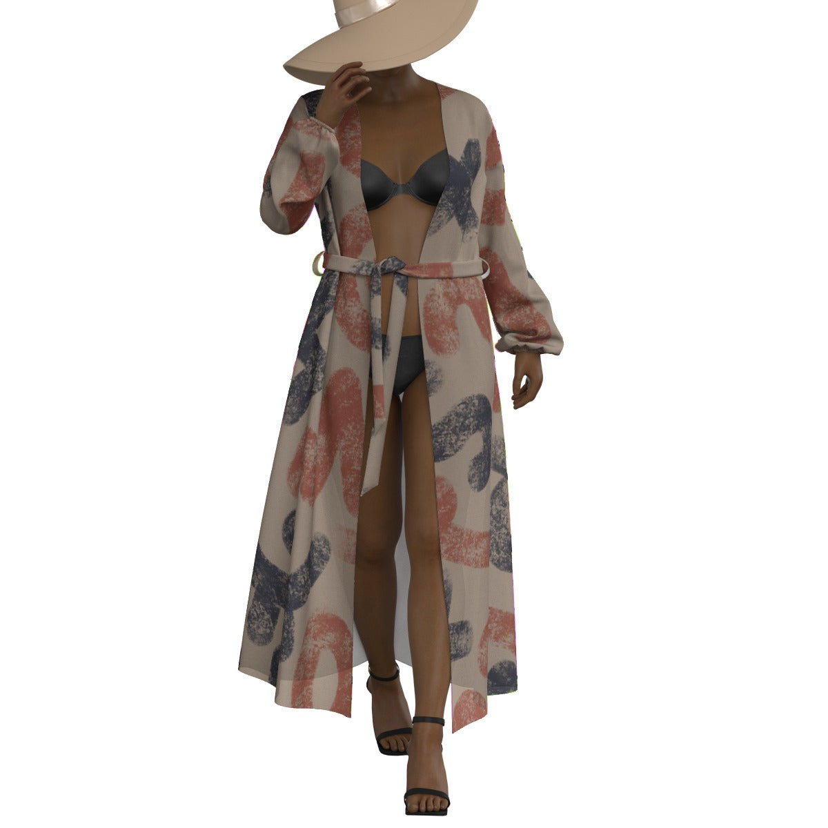 All-Over Print Women's Lace-up Chiffon Robe