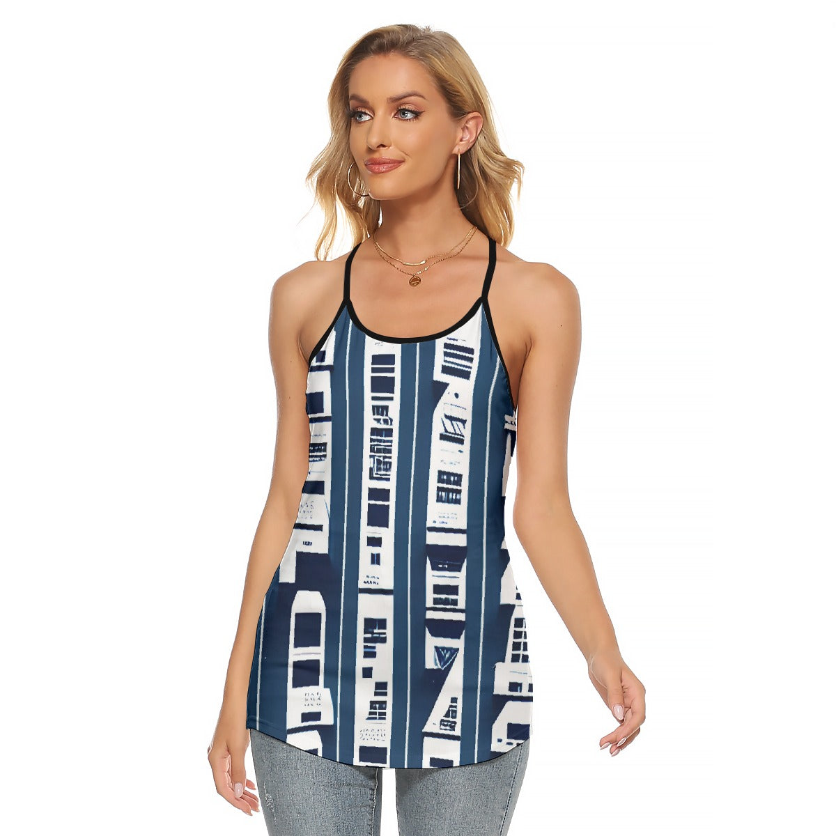 All-Over Print Women's Criss-Cross Open Back Tank Top