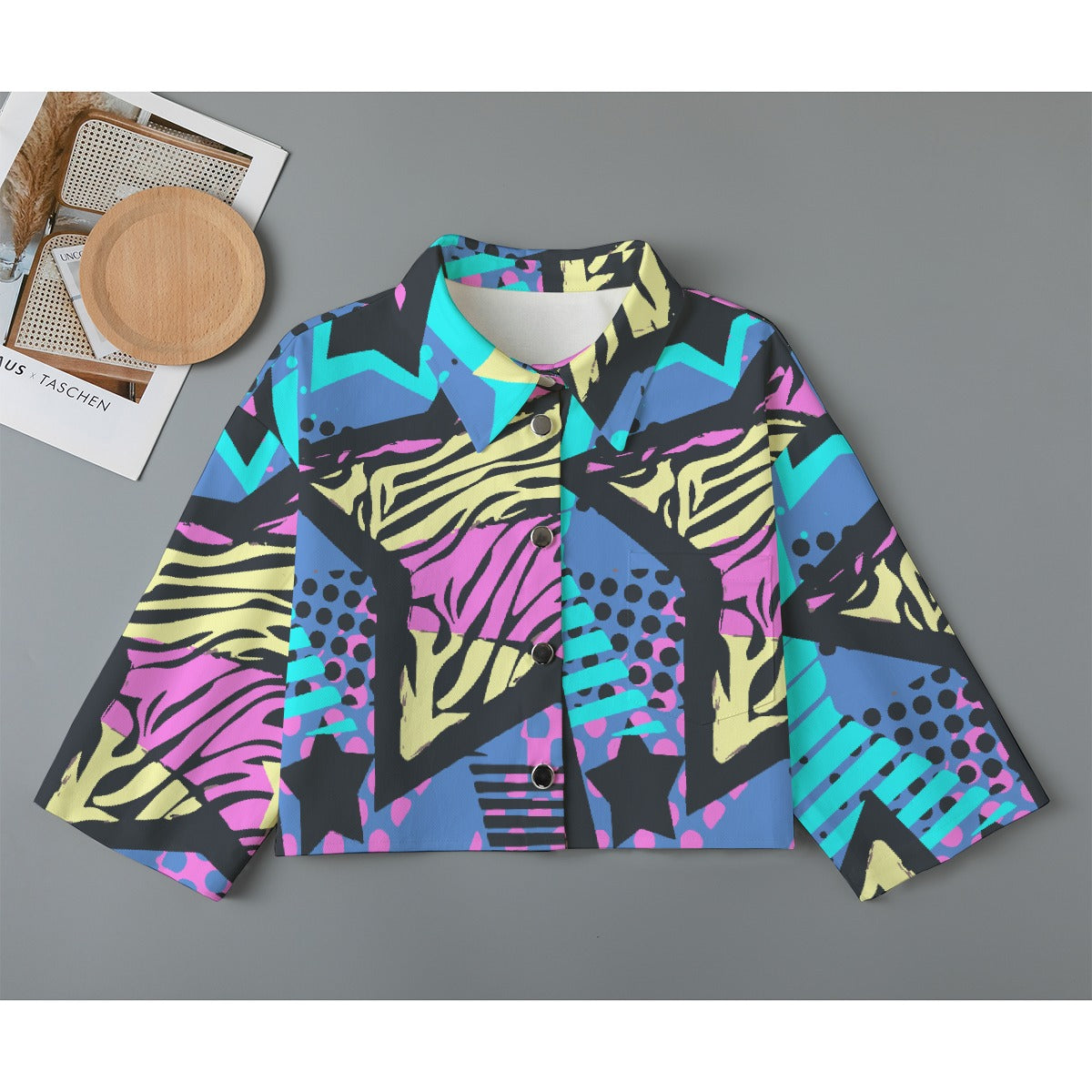 All-Over Print Women's Cropped Jacket | 245GSM Cotton