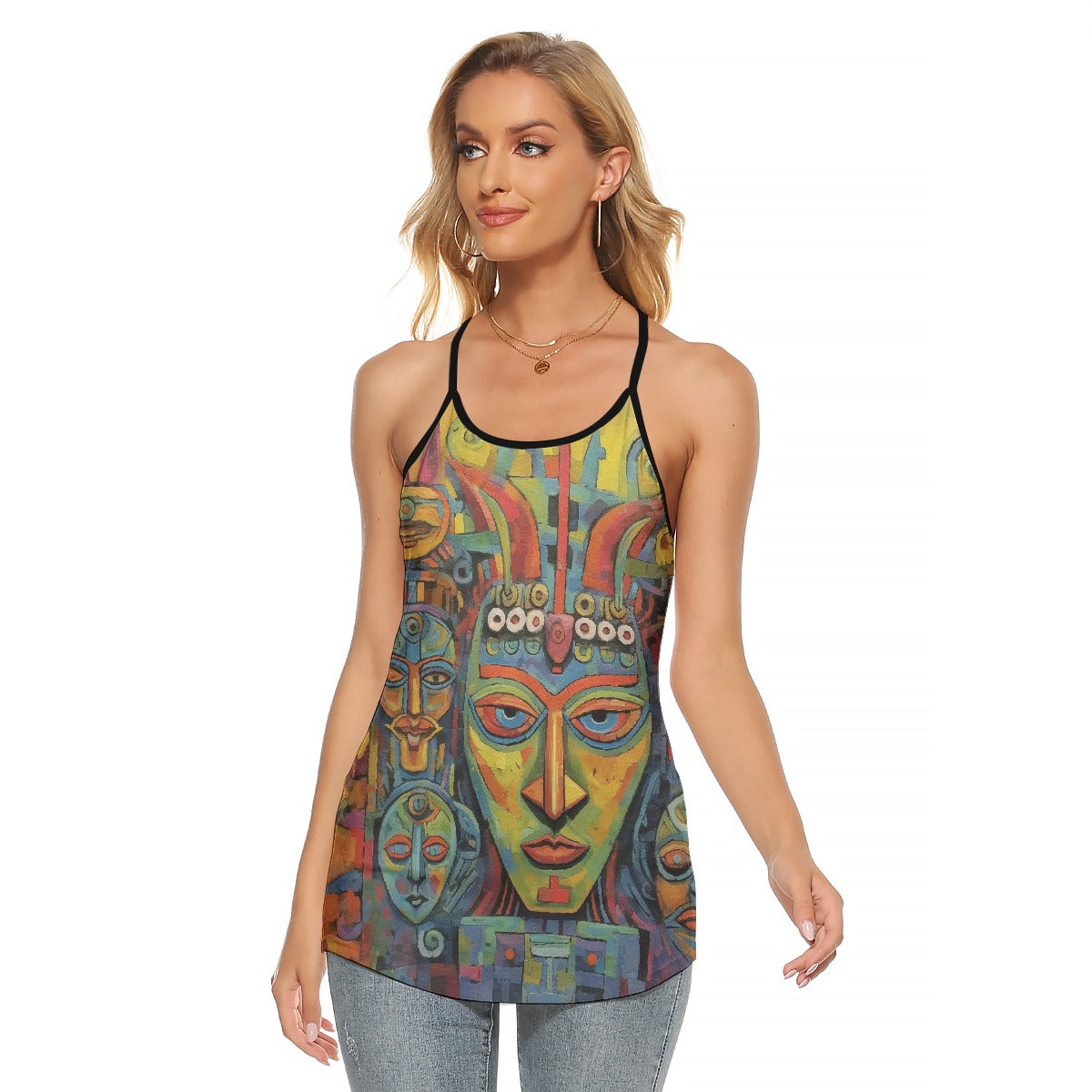 All-Over Print Women's Criss-Cross Open Back Tank Top
