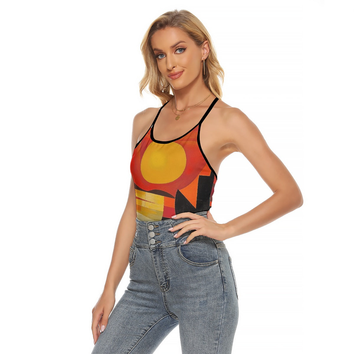All-Over Print Women's Criss-Cross Open Back Tank Top