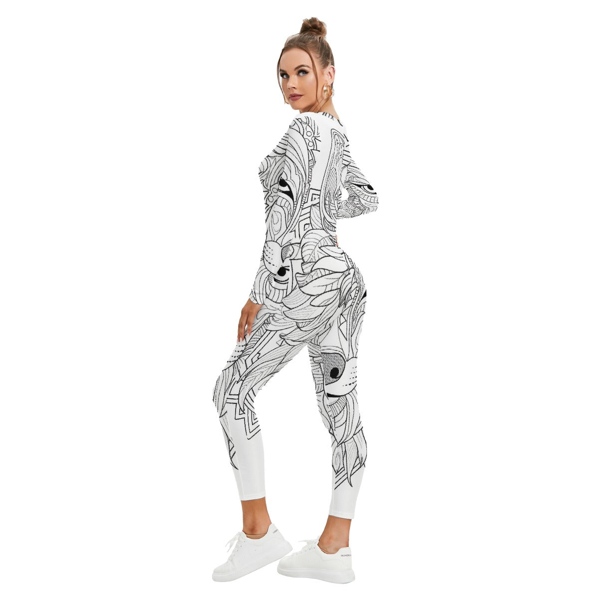 All-Over Print Women's Plunging Neck Jumpsuit
