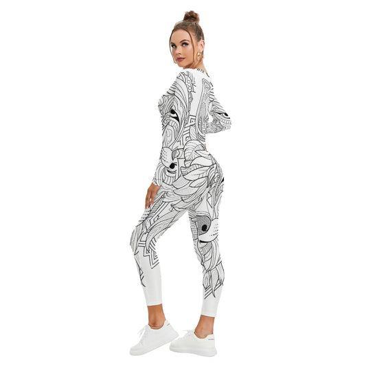 All-Over Print Women's Plunging Neck Jumpsuit