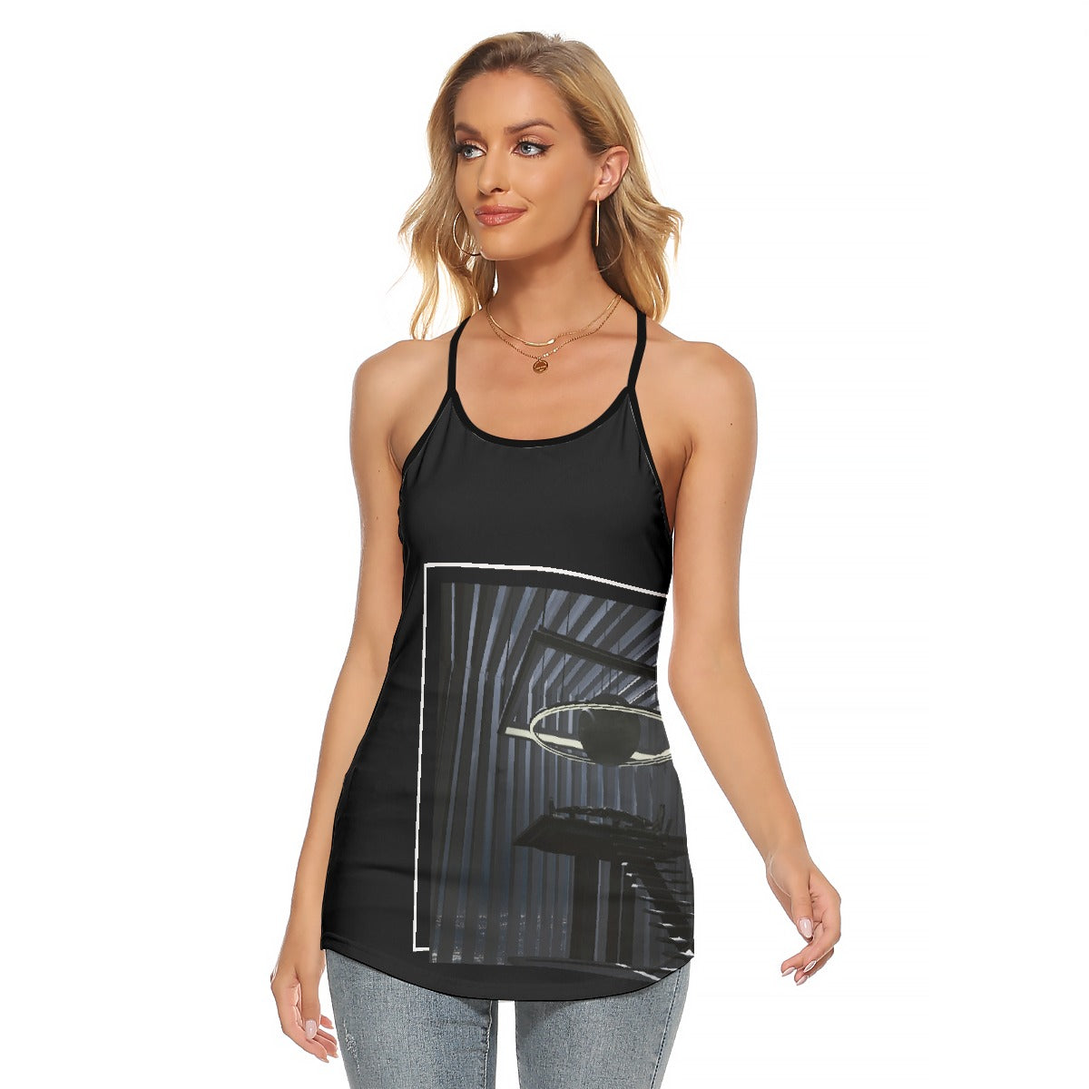 All-Over Print Women's Criss-Cross Open Back Tank Top