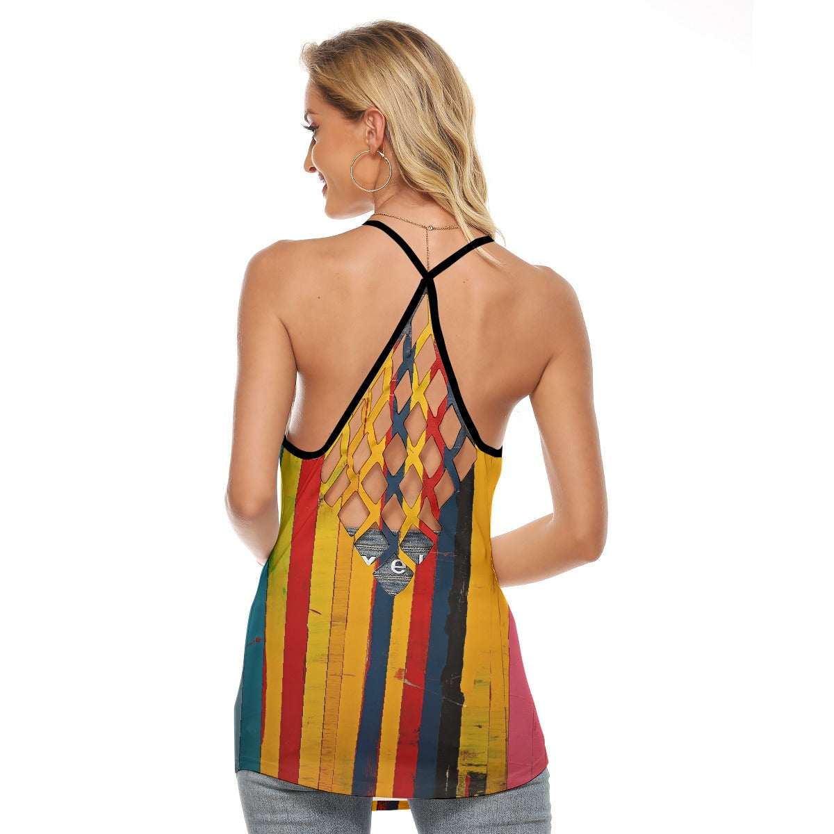 All-Over Print Women's Criss-Cross Open Back Tank Top