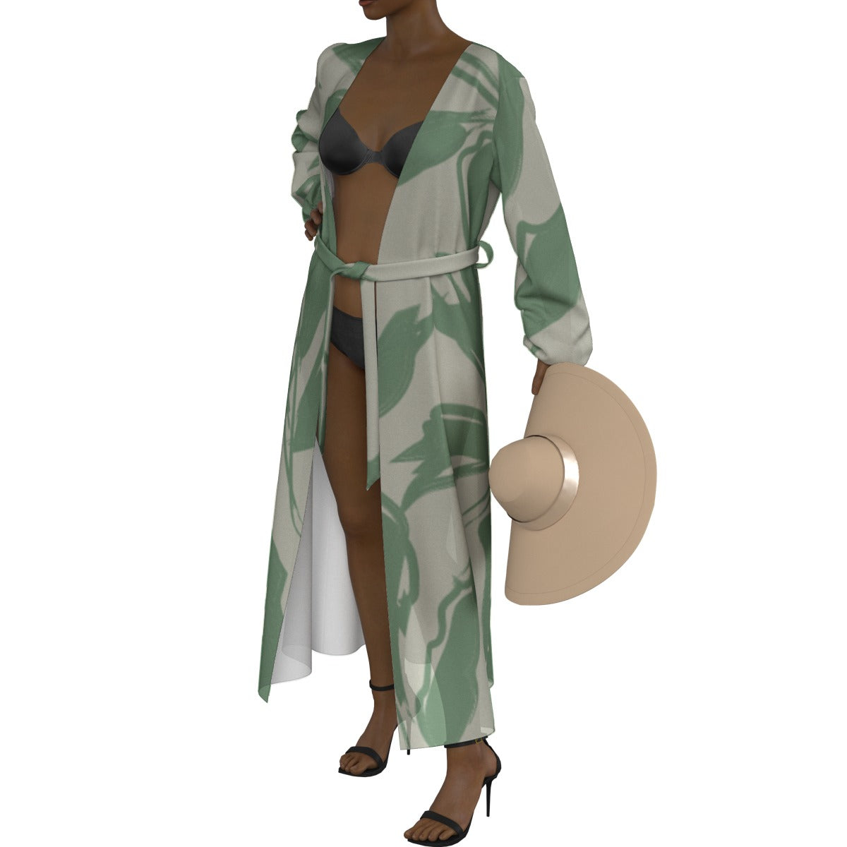 All-Over Print Women's Lace-up Chiffon Robe