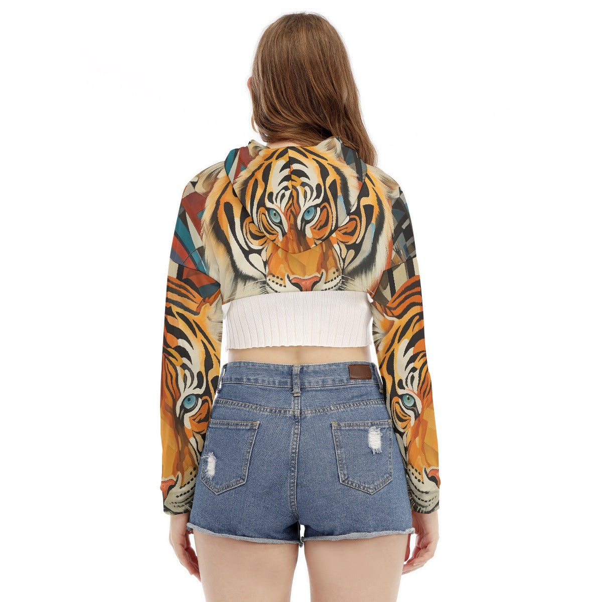 All-Over Print Women's Smock Short Hoodie With Long Sleeve