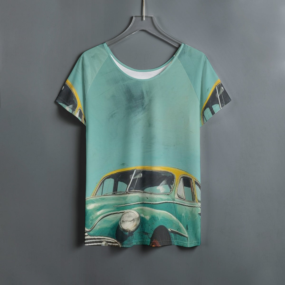 All-Over Print Women's Round Neck T-shirt With Raglan Sleeve