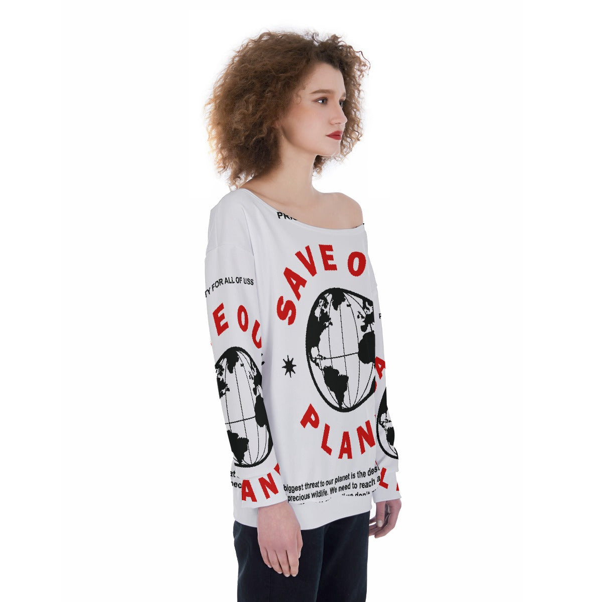 All-Over Print Oversized Women's Off-Shoulder Sweatshirt