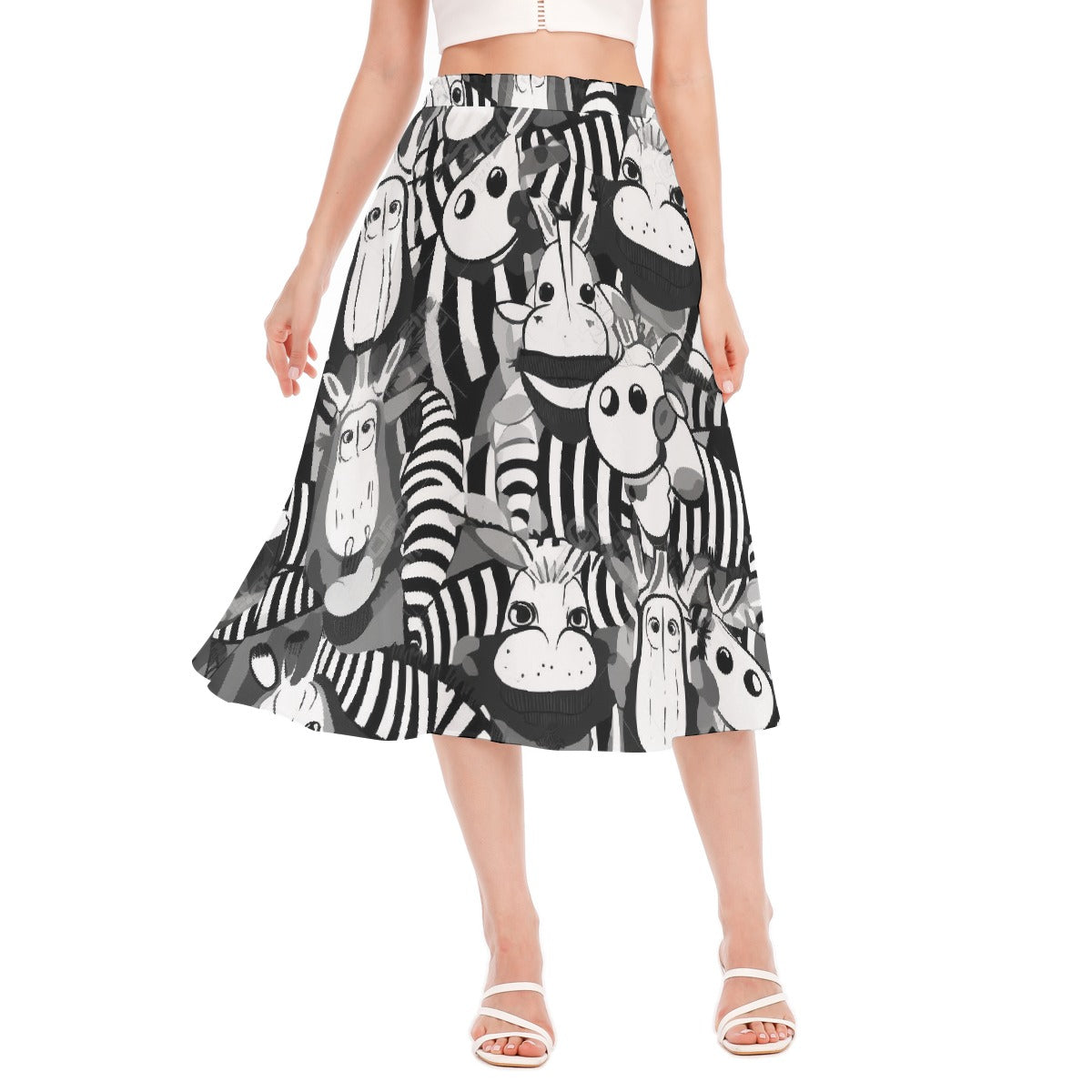 All-Over Print Women's Long Section Chiffon Skirt