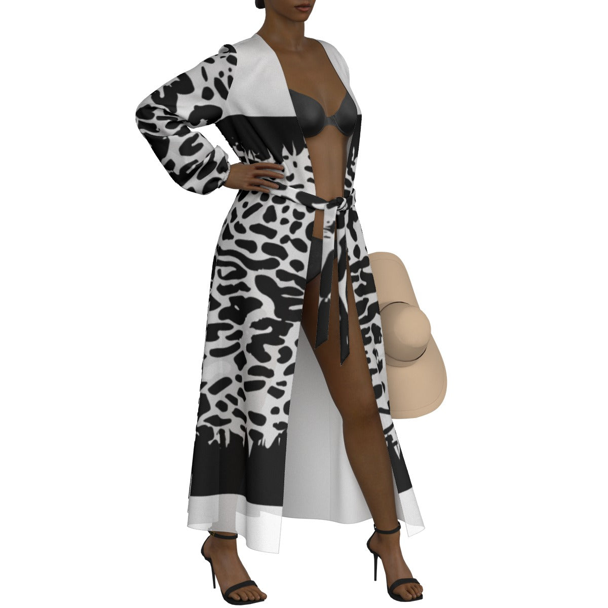 All-Over Print Women's Lace-up Chiffon Robe