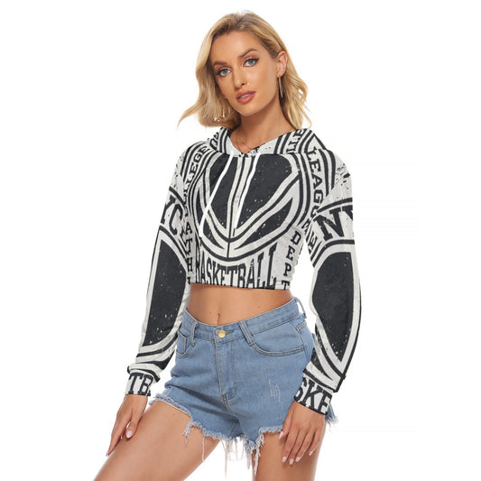 All-Over Print Women's Crop Top Hoodie|Velvet