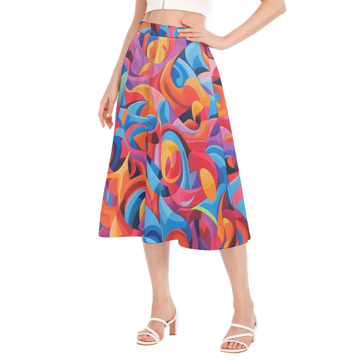 All-Over Print Women's Long Section Chiffon Skirt
