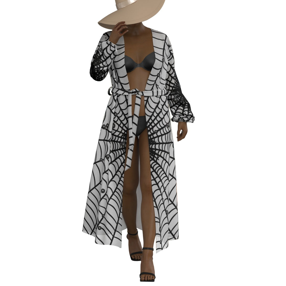 All-Over Print Women's Lace-up Chiffon Robe