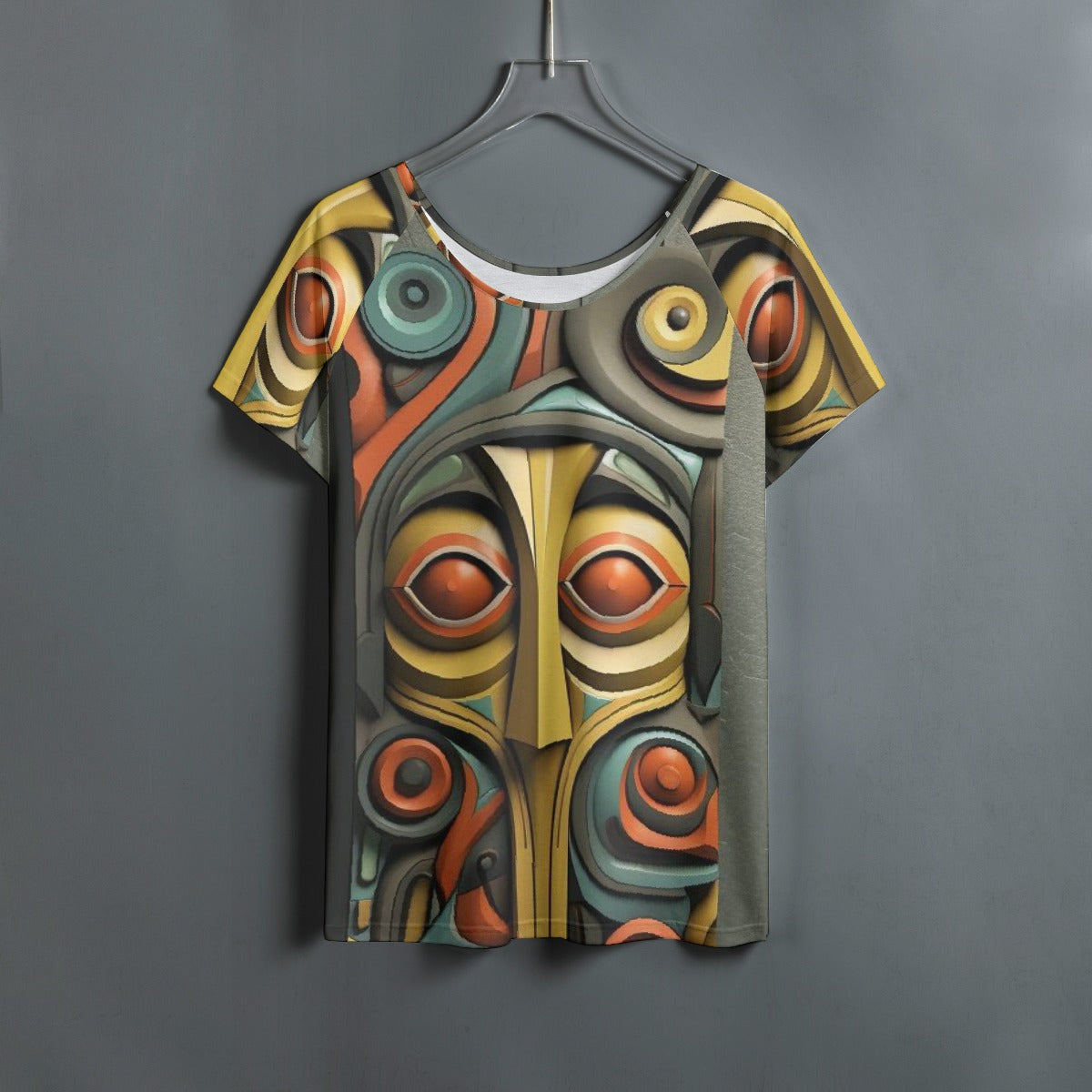 All-Over Print Women's Round Neck T-shirt With Raglan Sleeve