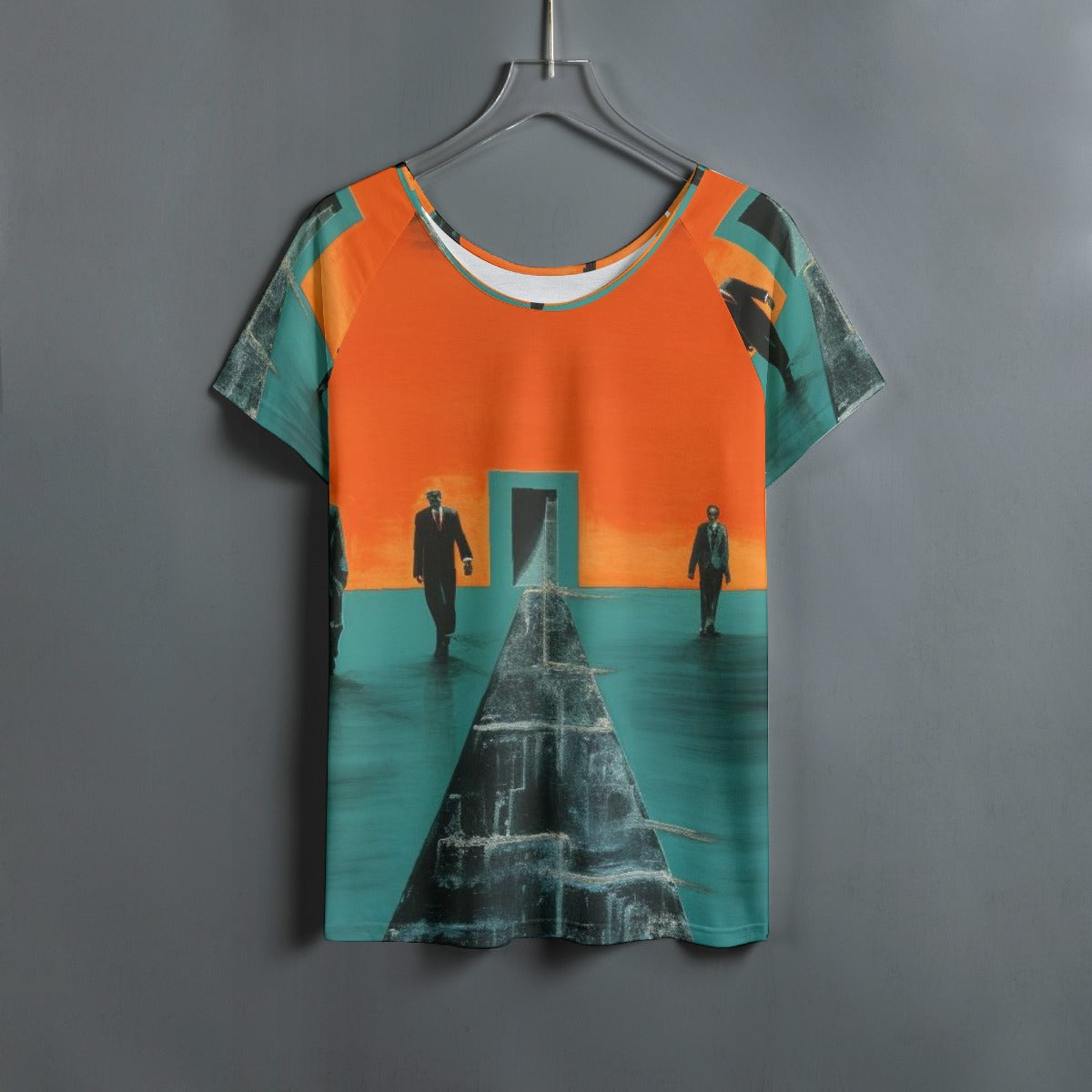 All-Over Print Women's Round Neck T-shirt With Raglan Sleeve