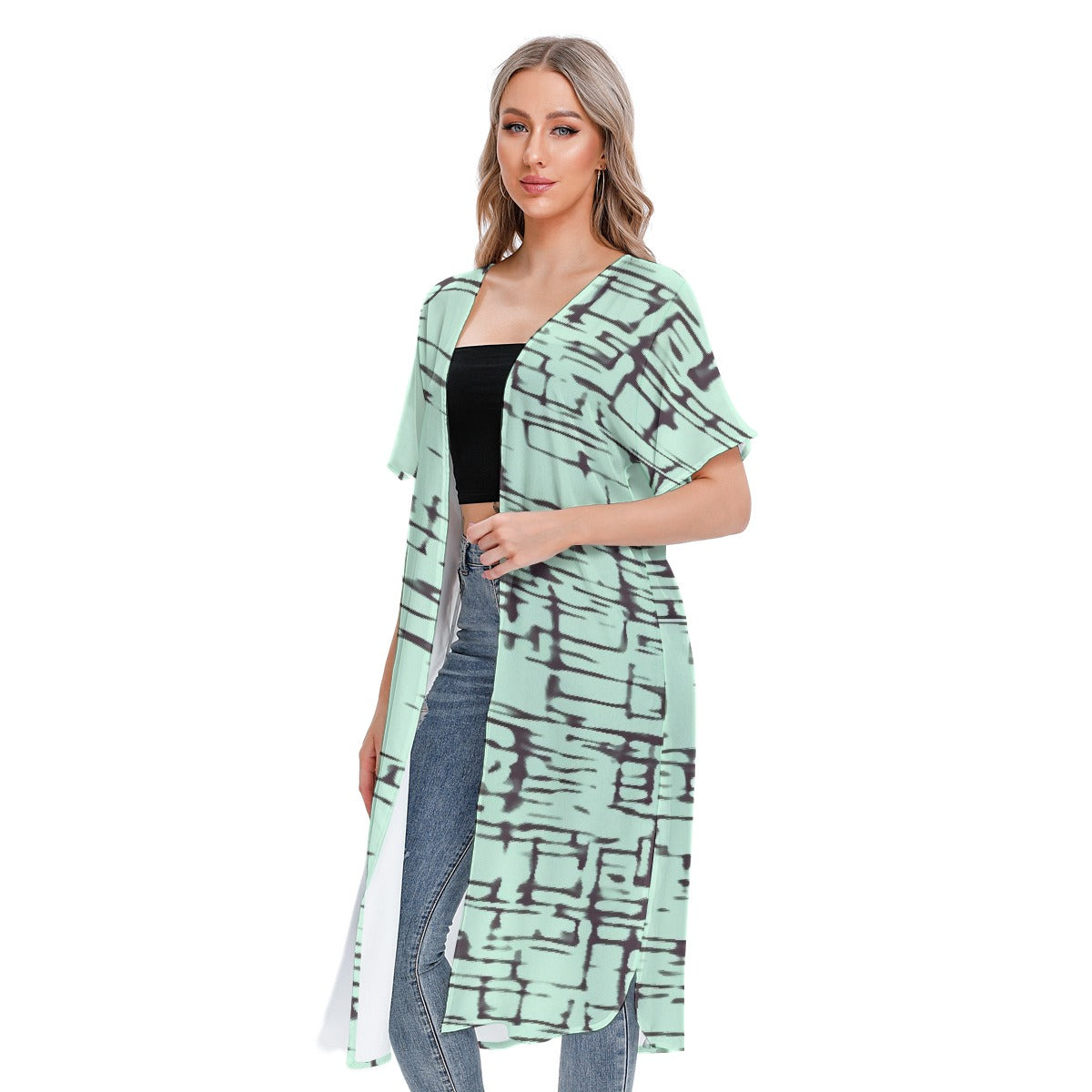 All-Over Print Women's Short Sleeve Cardigan