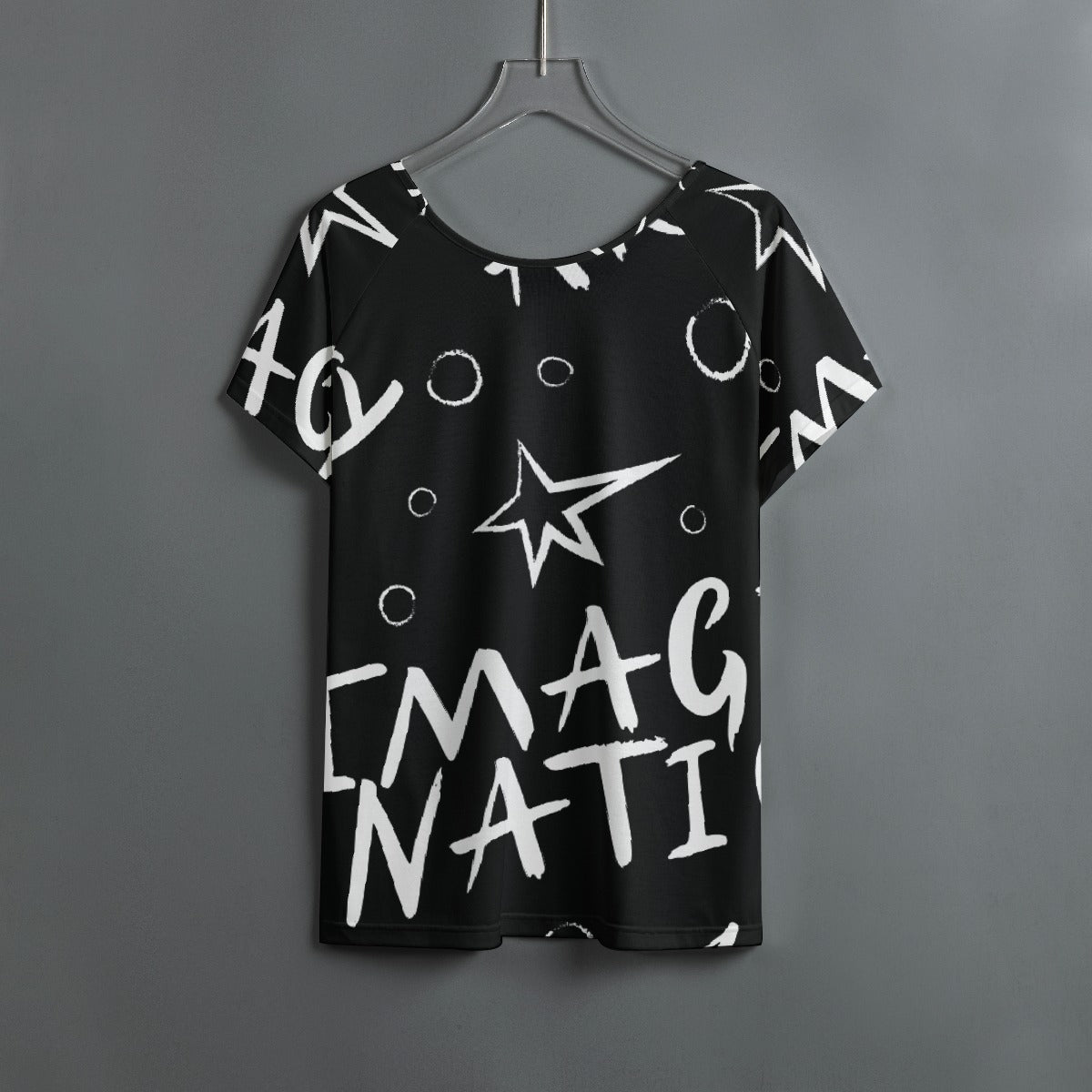 All-Over Print Women's Round Neck T-shirt With Raglan Sleeve