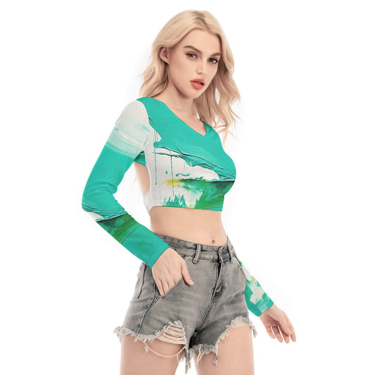 All-Over Print Women's Back Hollow T-shirt With Strap