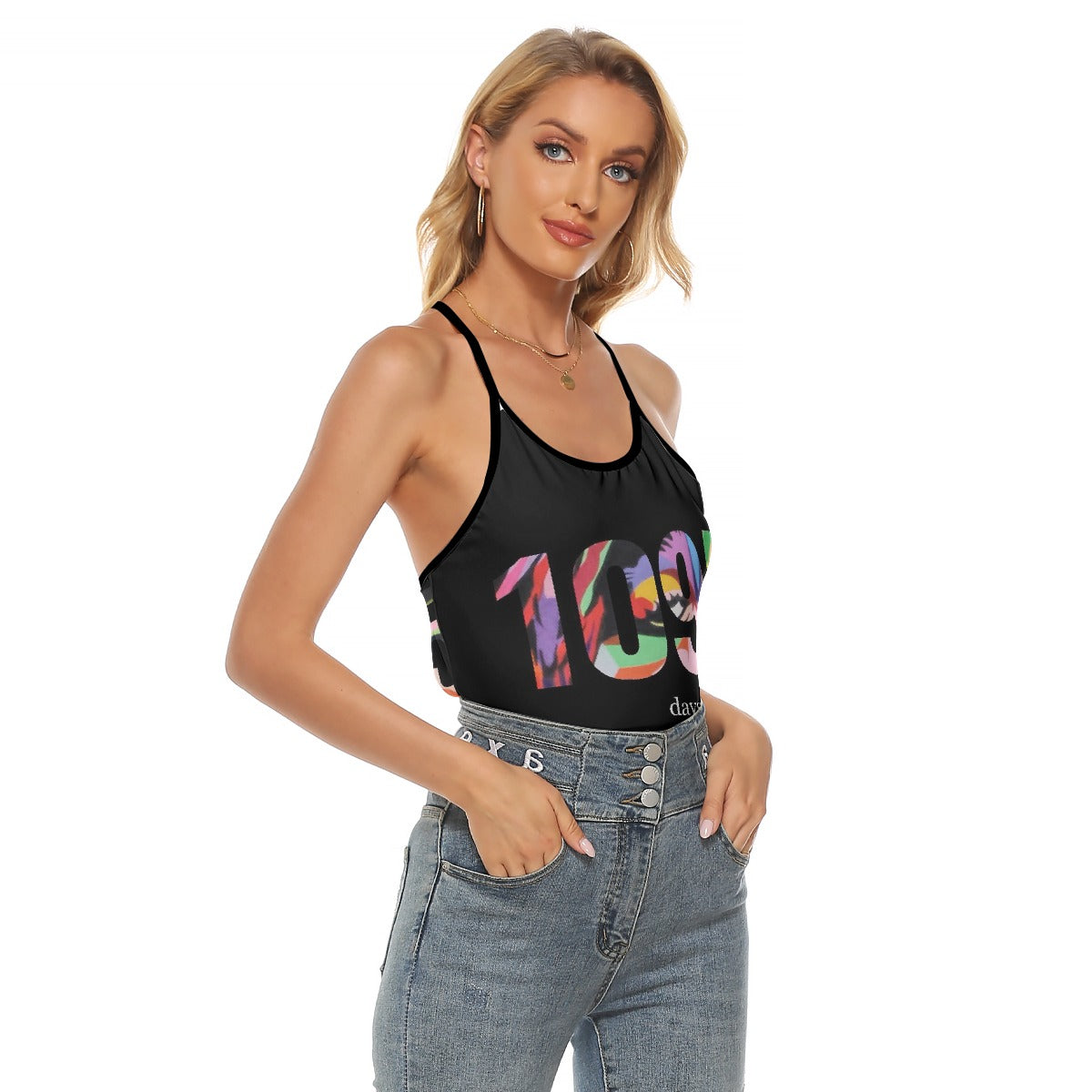 All-Over Print Women's Criss-Cross Open Back Tank Top