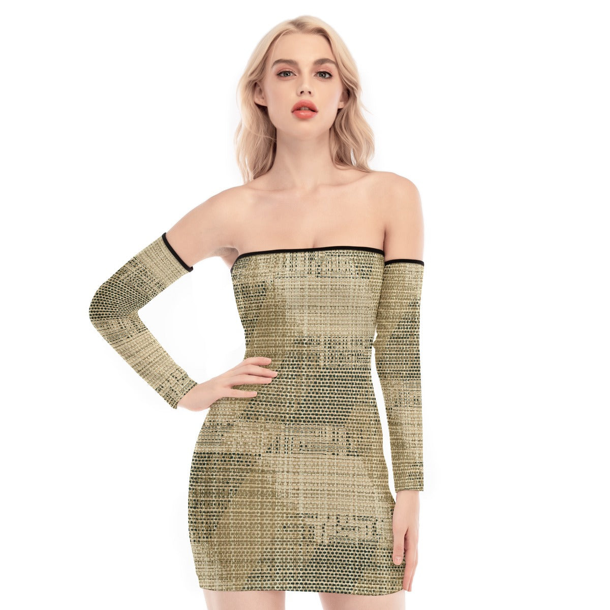 All-Over Print Women's Off-shoulder Back Lace-up Dress