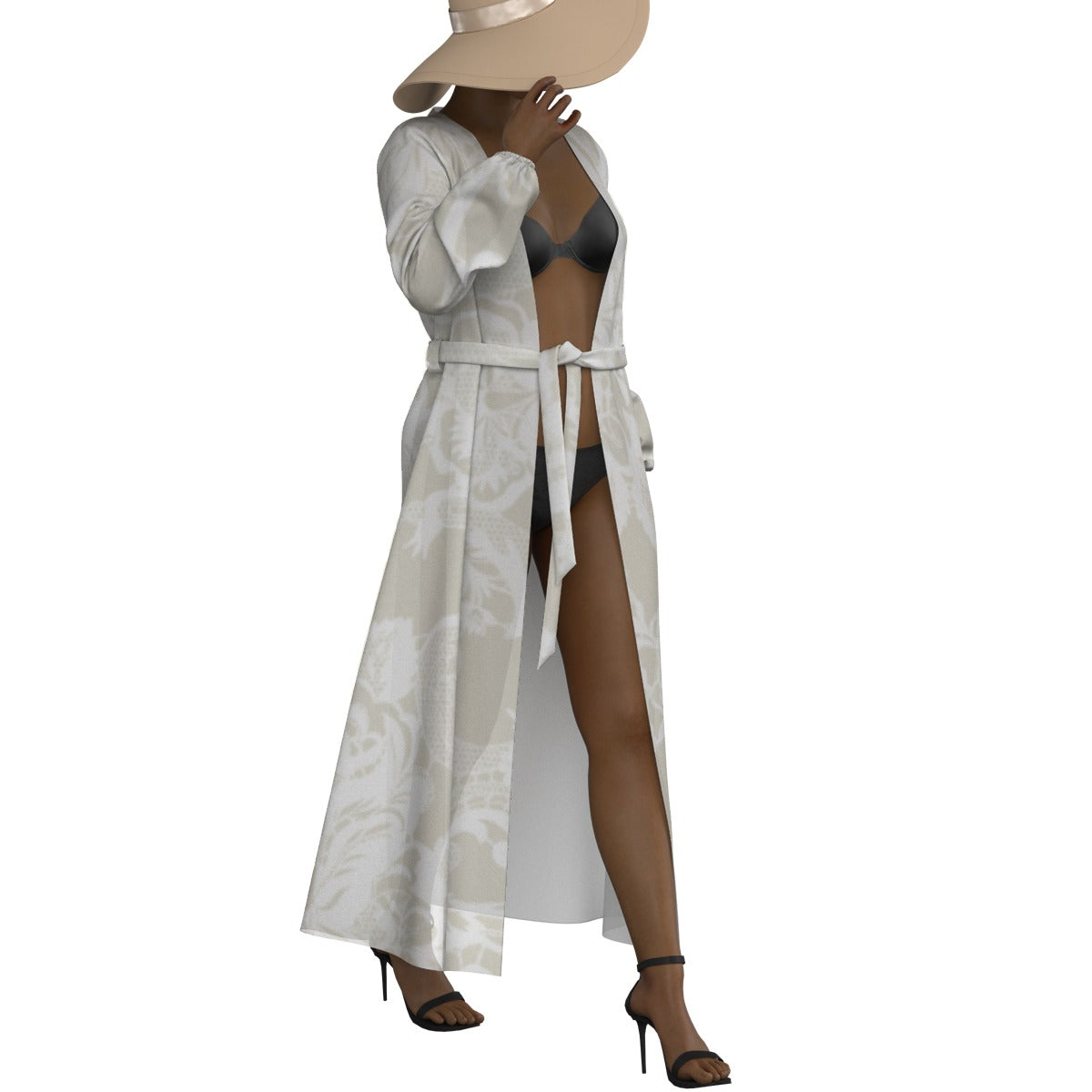 All-Over Print Women's Lace-up Chiffon Robe