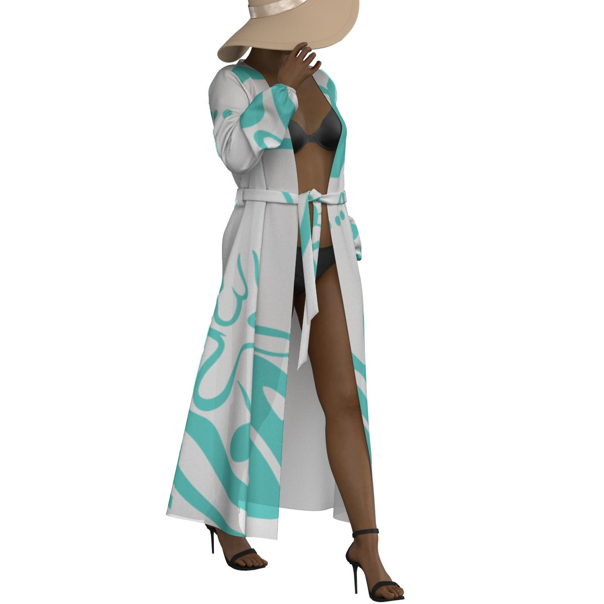 All-Over Print Women's Lace-up Chiffon Robe