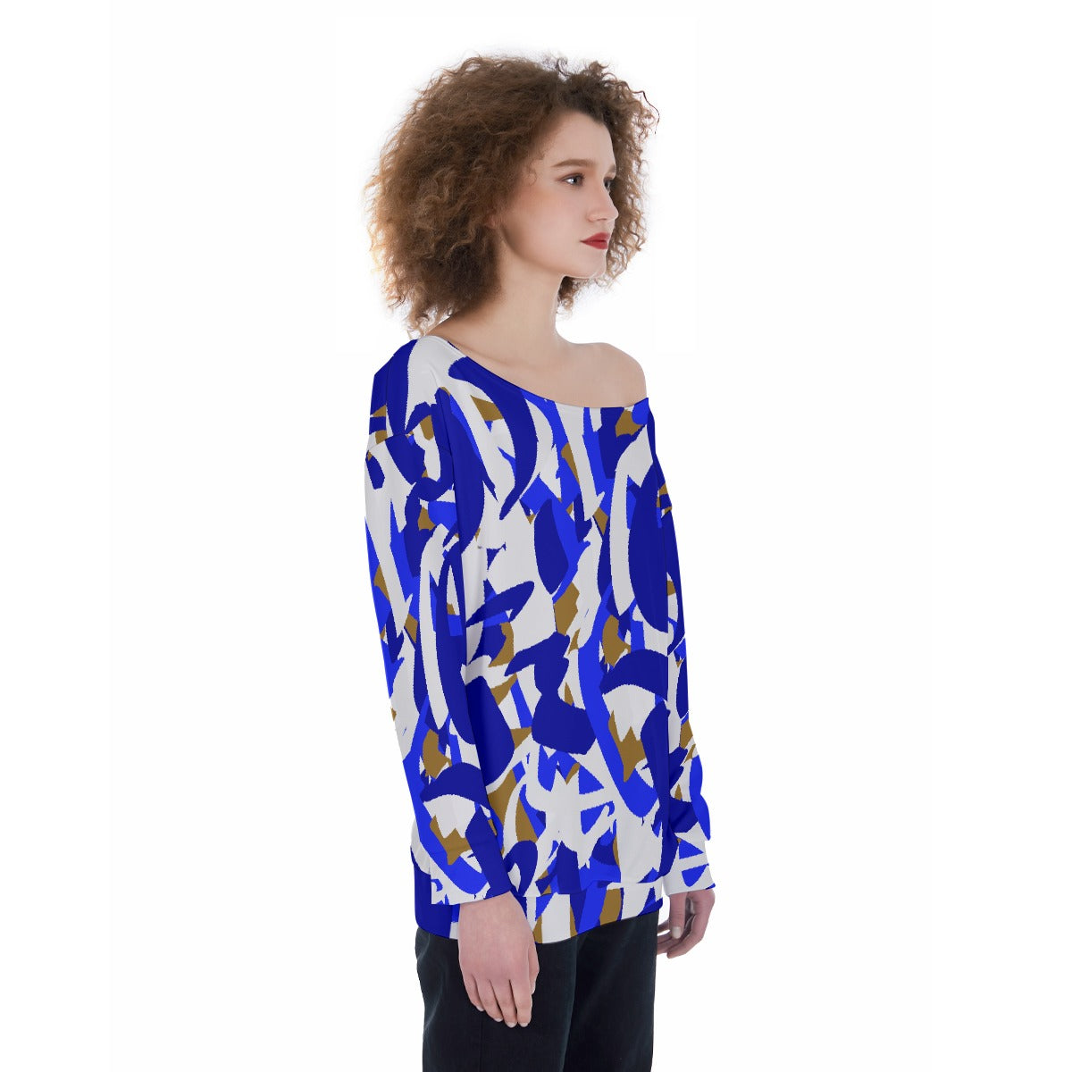 All-Over Print Oversized Women's Off-Shoulder Sweatshirt