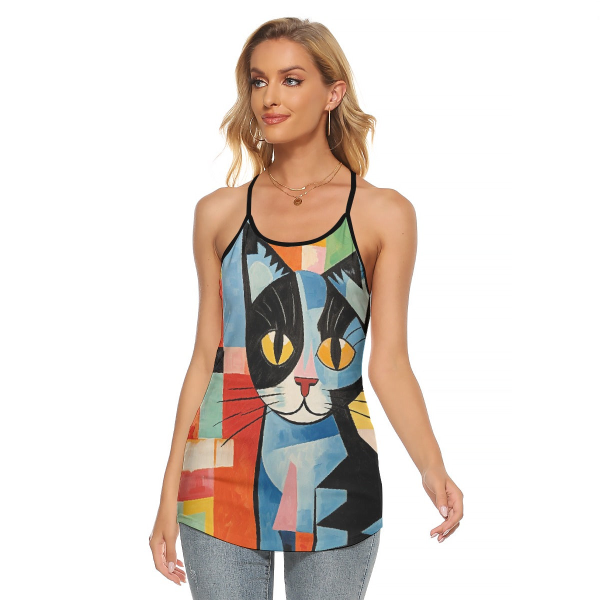 All-Over Print Women's Criss-Cross Open Back Tank Top