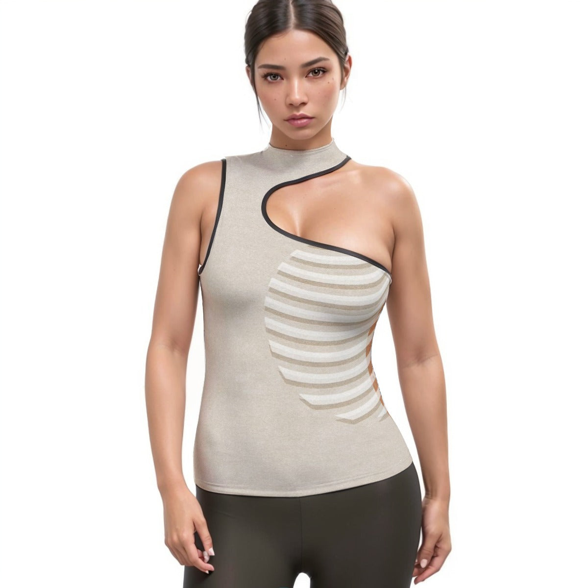 All-Over Print Women's Halter Sleeveless Asymmetrical Tank Top